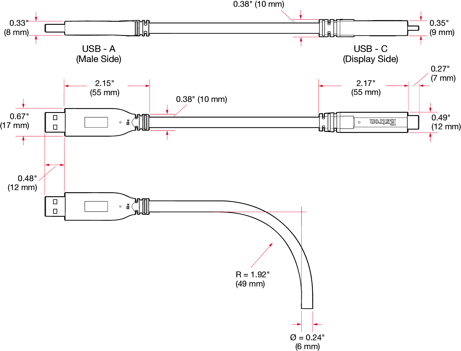 USBA-C ProMax Plenum Series dimensions